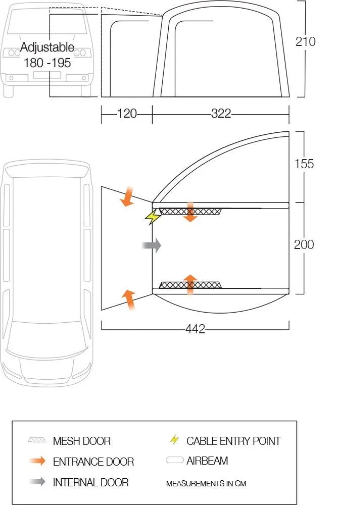 Vango Magra Air VW Drive Away Awning - Grey