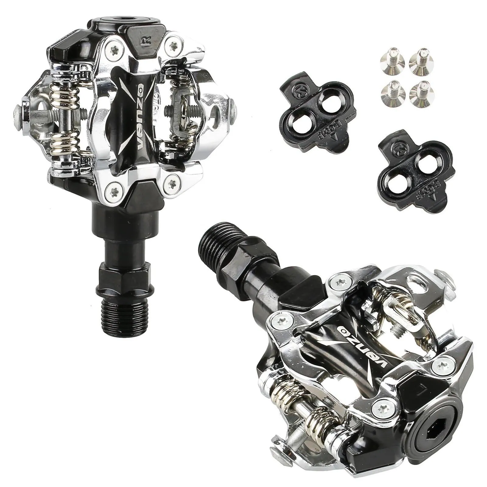 VENZO  MTB Mountain Bike Sealed Clipless Pedals compatible with Shimano SPD Type Cleats SM-SH51 - Perfect For All MTB Shoes - Easy Clip in