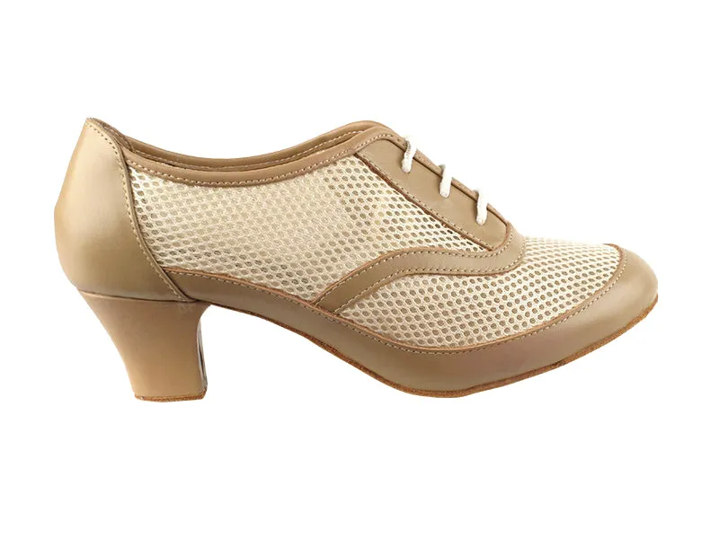 Very Fine CD1108_sale Light Tan Nude Leather and Breathable Mesh Ladies Practice Dance Shoe