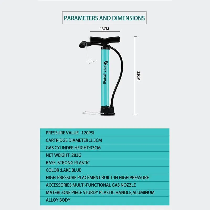 WEST BIKING Portable High Pressure Bike Pump