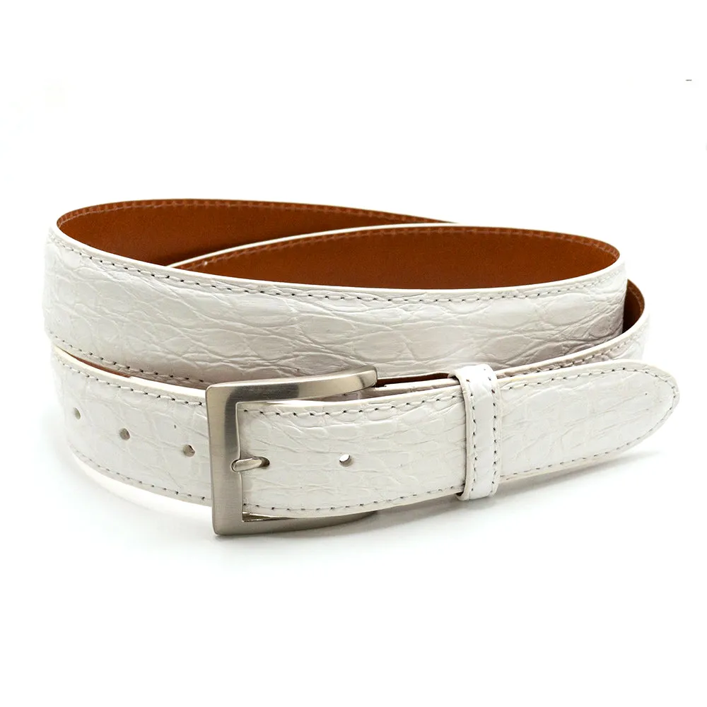 White Caiman Flank Crocodile Golf Belt