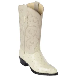 Winter-White Ostrich Cowboy Boots