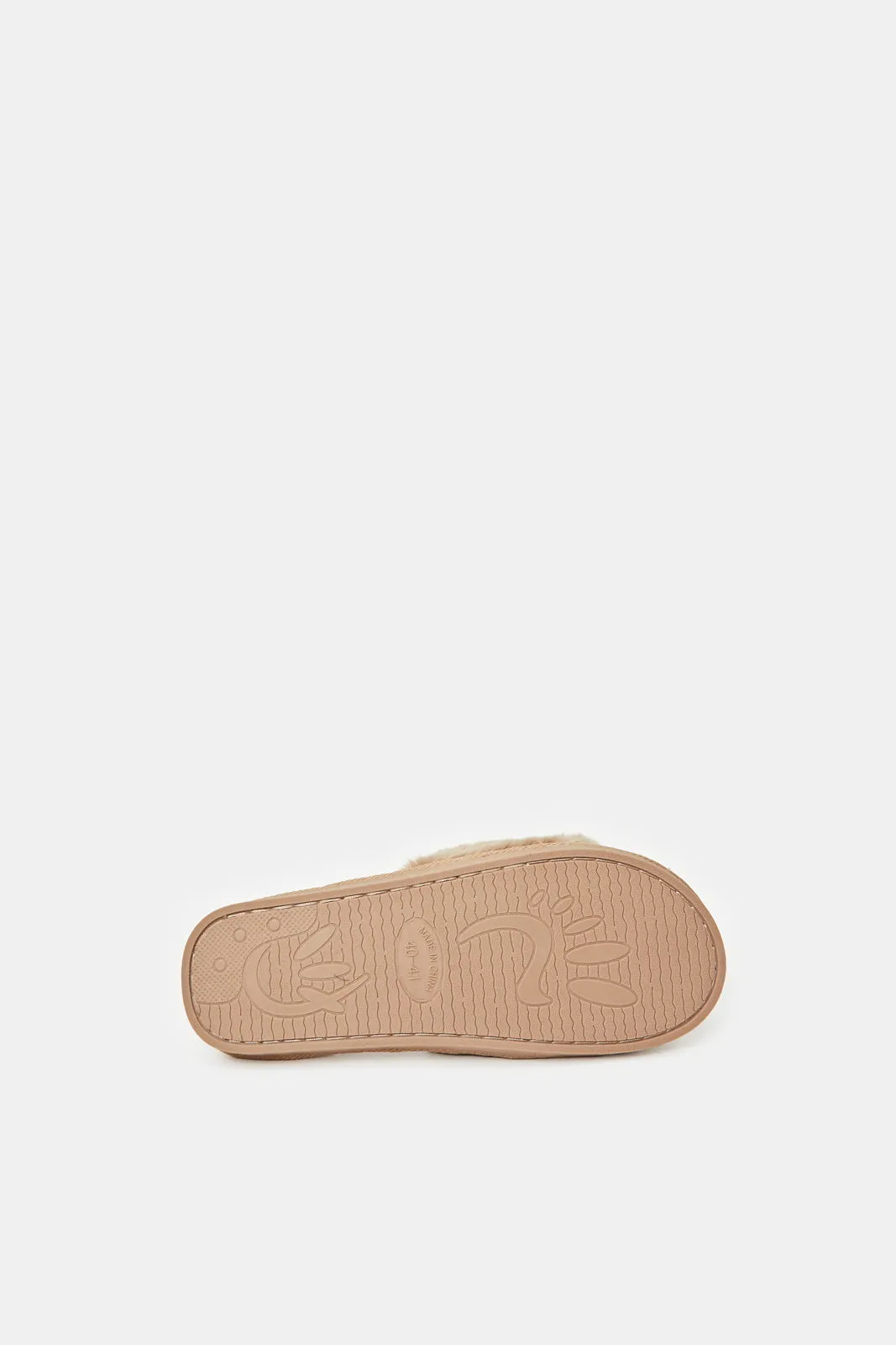 Women Taupe Embroidery Slipper