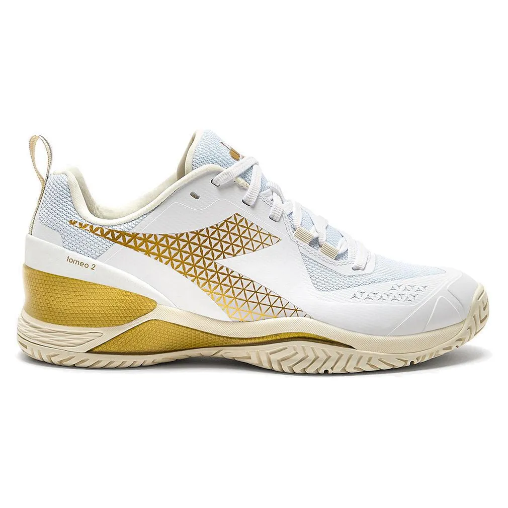 Women`s Blushield Torneo 2 AG Tennis Shoes White and Gold