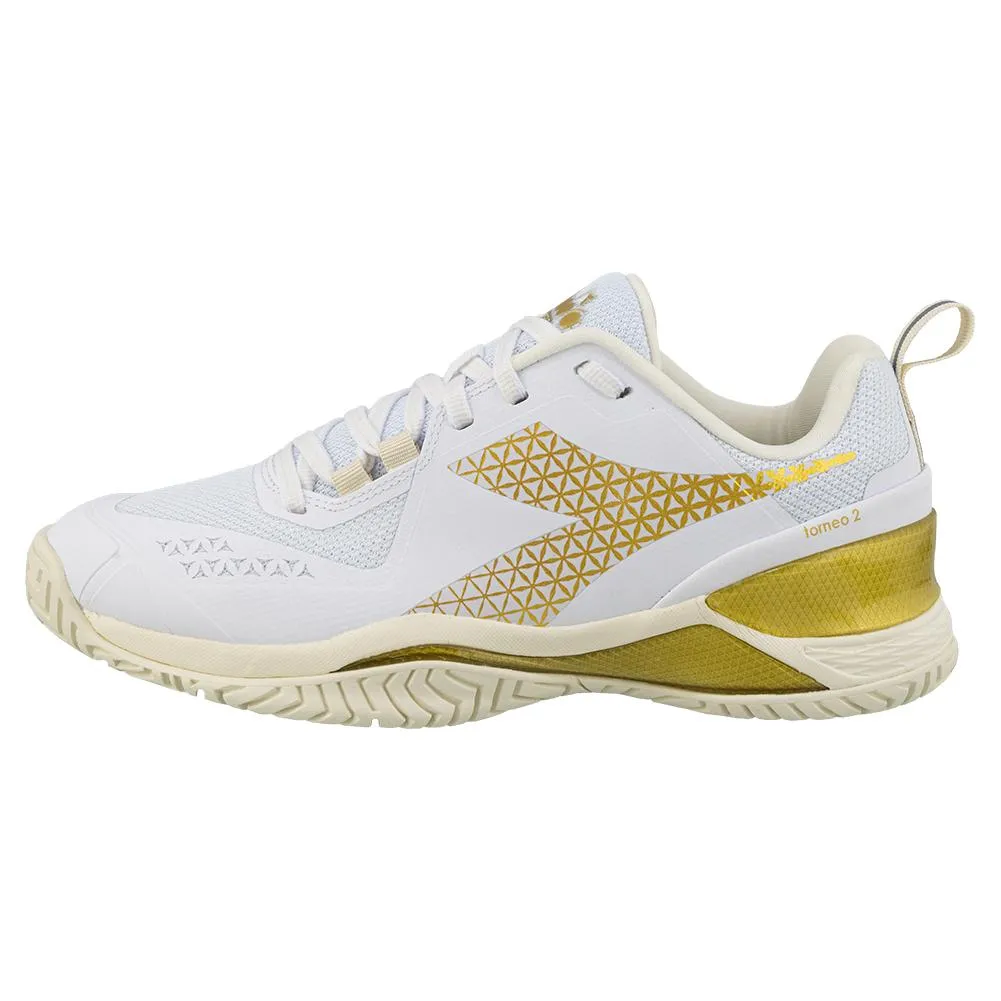 Women`s Blushield Torneo 2 AG Tennis Shoes White and Gold