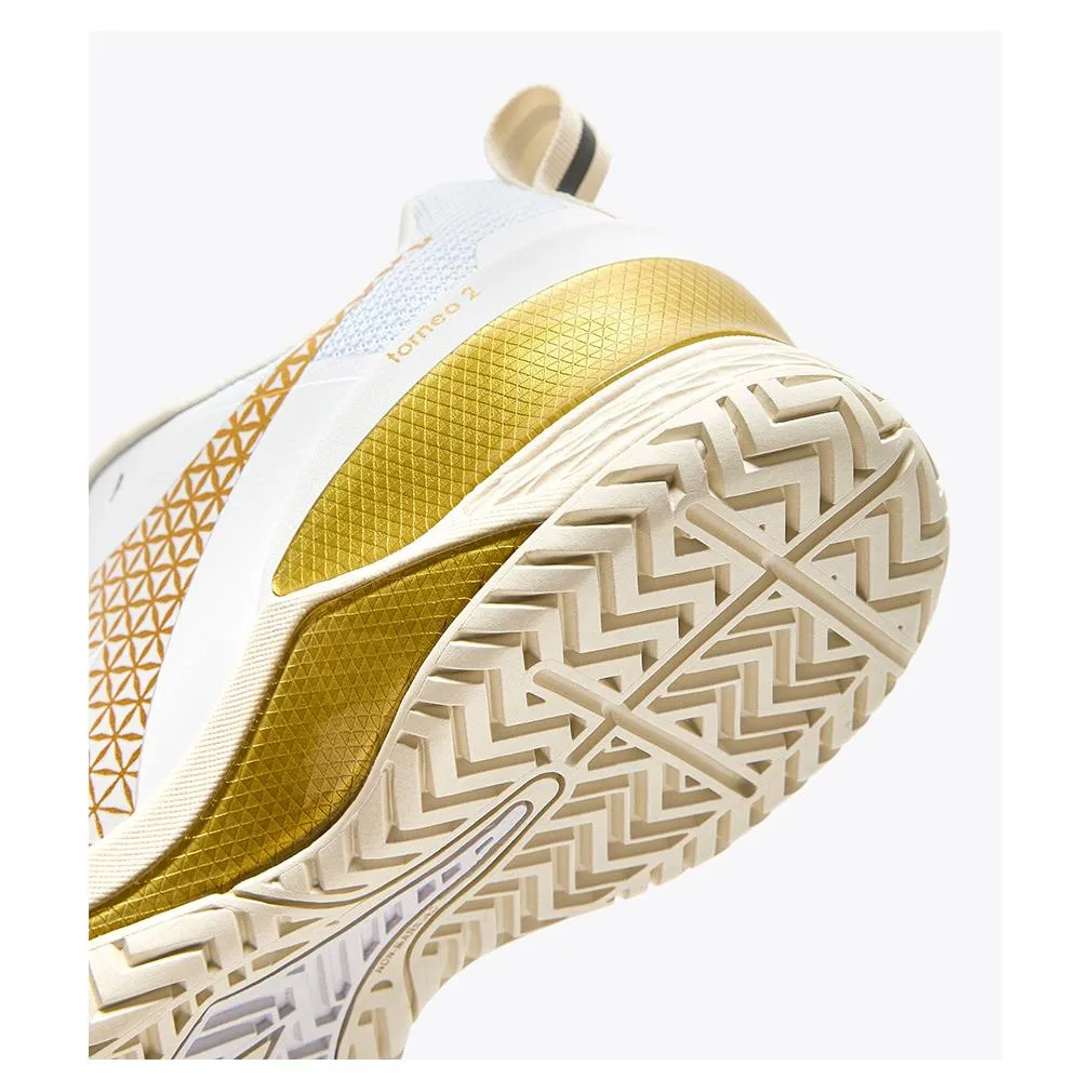 Women`s Blushield Torneo 2 AG Tennis Shoes White and Gold