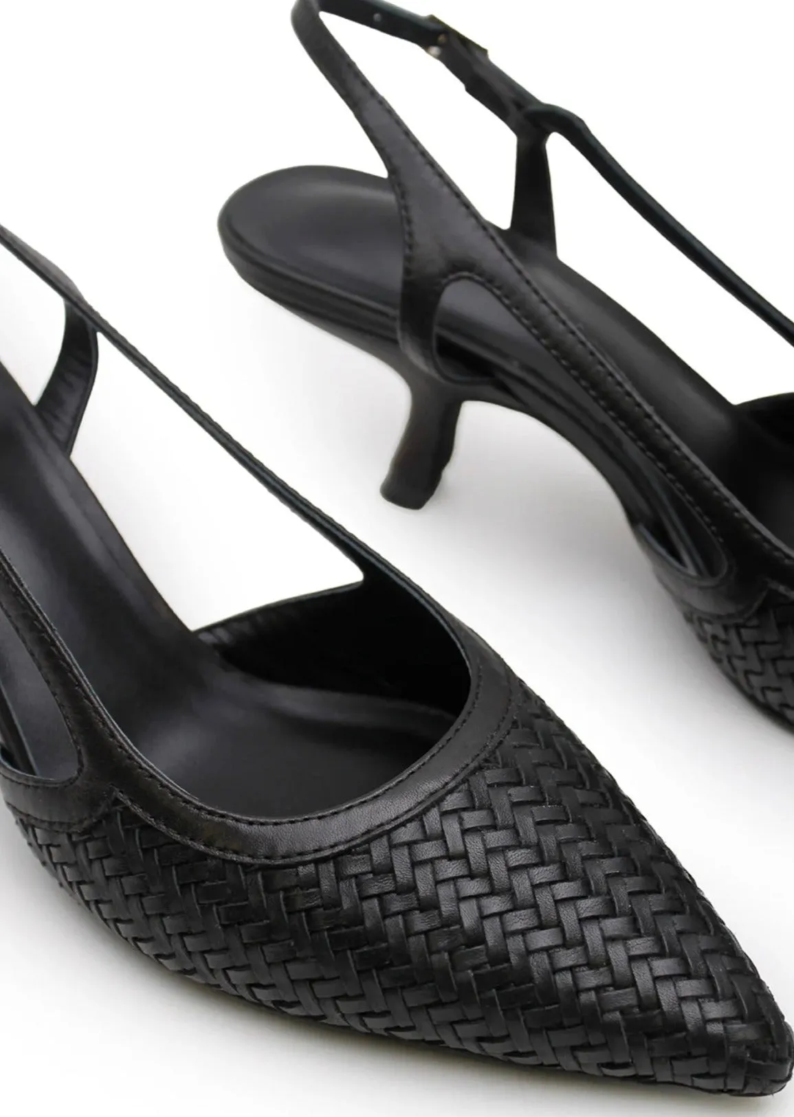 Woven Sling Back Heel Black