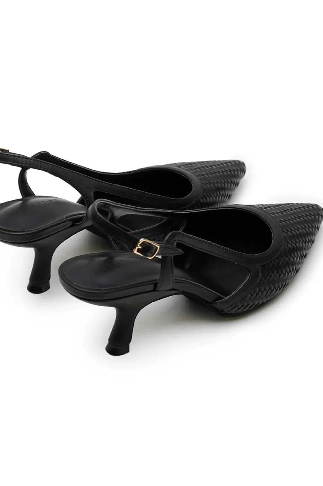 Woven Sling Back Heel Black