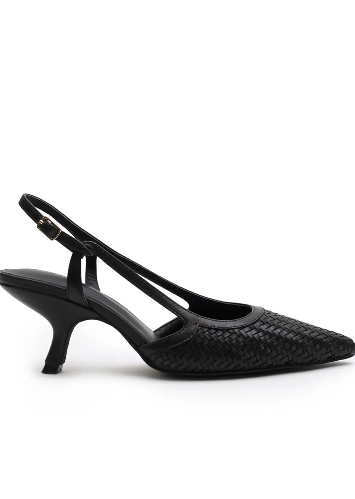 Woven Sling Back Heel Black