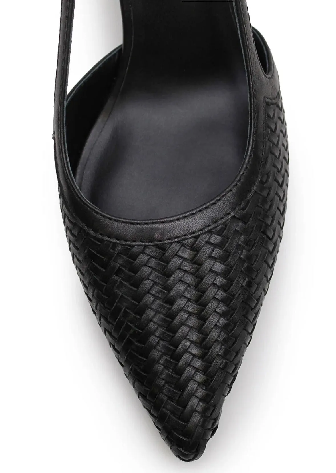 Woven Sling Back Heel Black