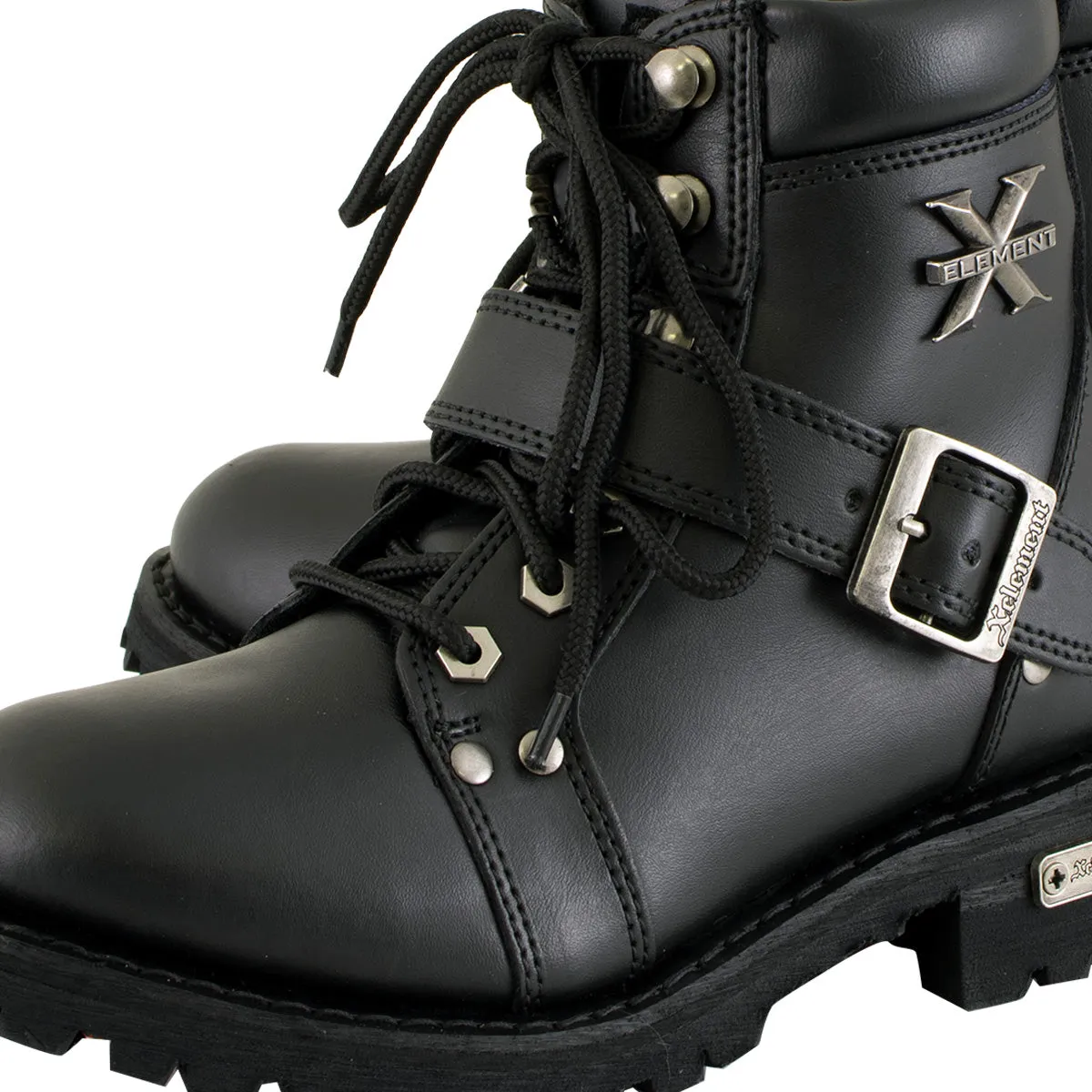 Xelement 2469 Women's Ultimate Black Leather Advanced LaceUp Motorcycle Biker Boots